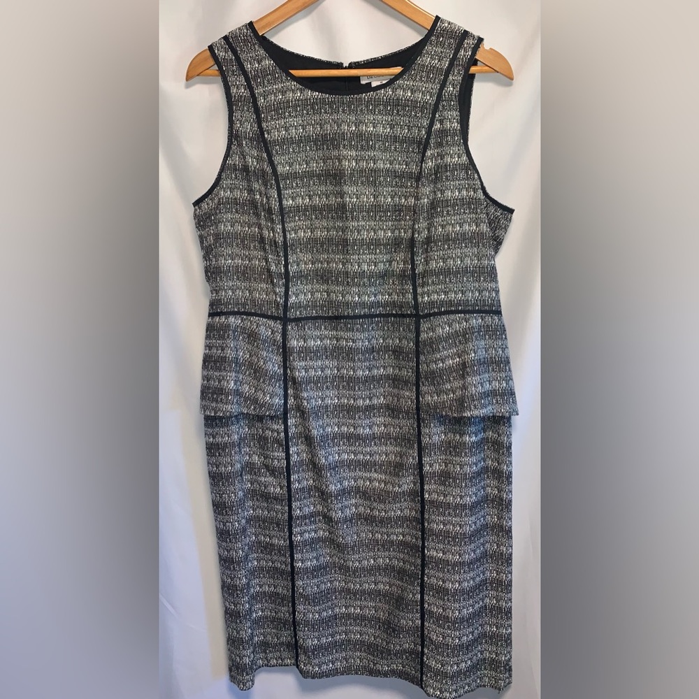 Liz Claiborne Black & White Tweed Sleeveless Dress Size 16